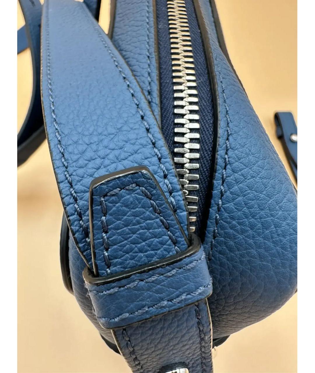 FERRAGAMO Синяя кожаная сумка на плечо, фото 3