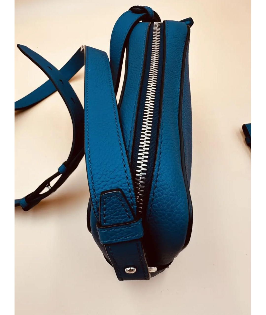 FERRAGAMO Синяя кожаная сумка на плечо, фото 5