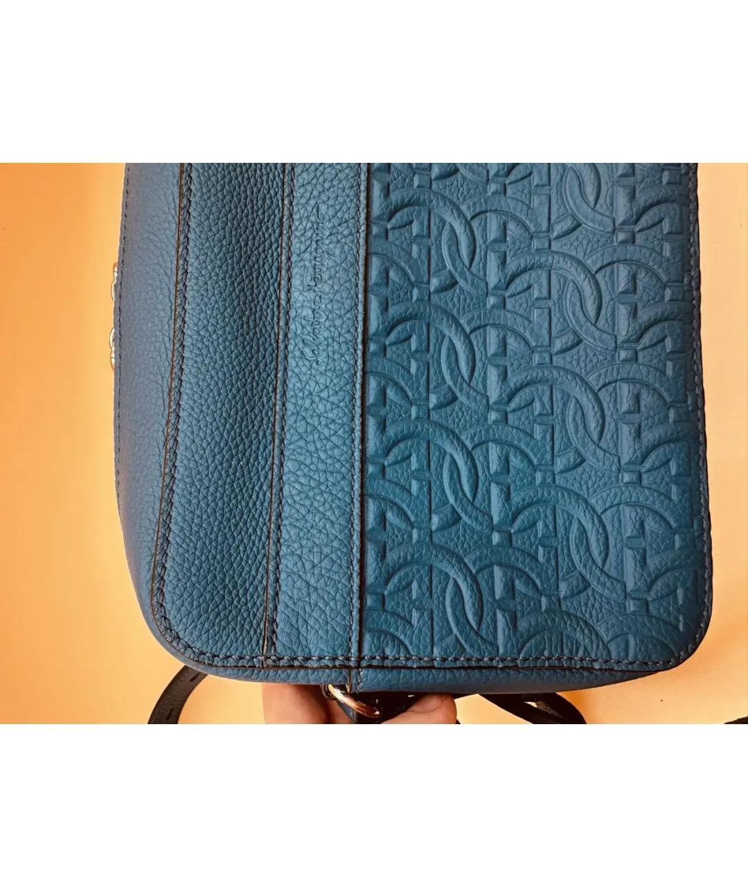 FERRAGAMO Синяя кожаная сумка на плечо, фото 8