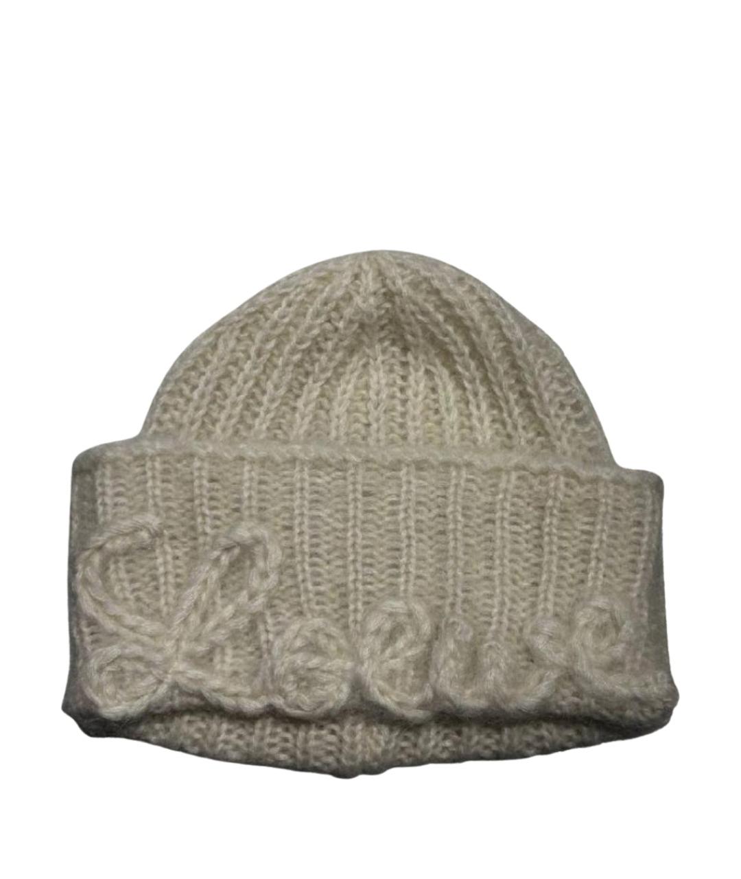 LOEWE Бежевая шерстяная шапка, фото 1