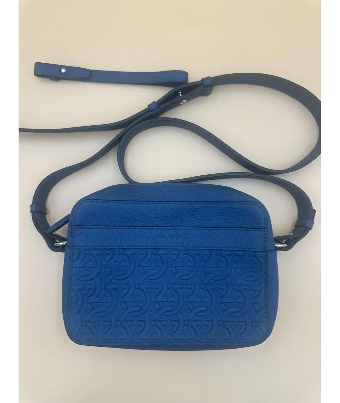 FERRAGAMO Синяя кожаная сумка через плечо, фото 9