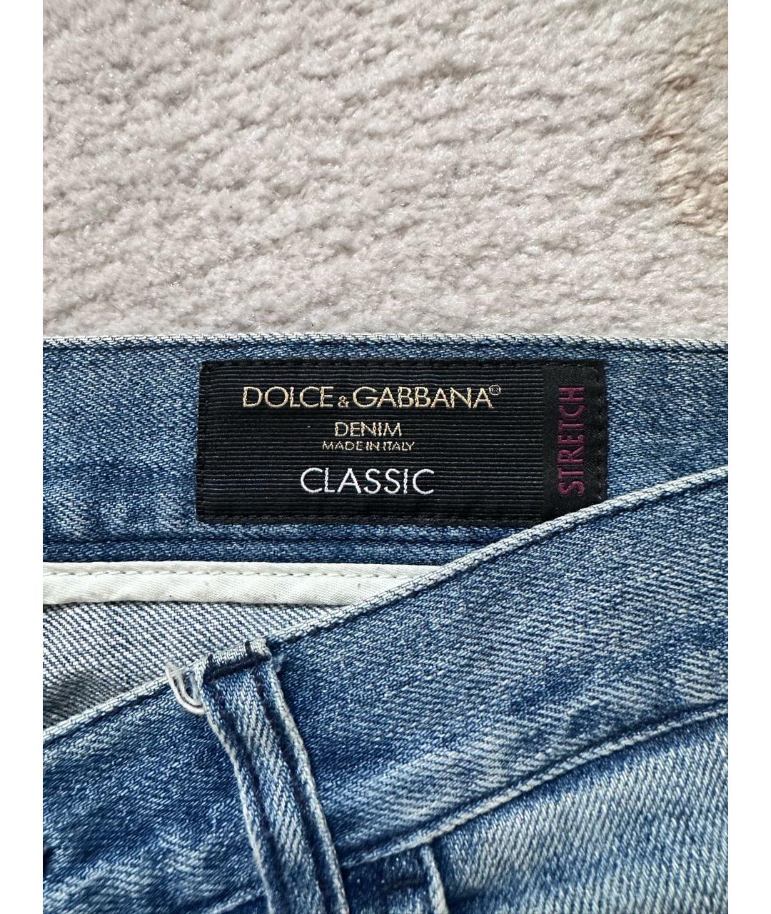 DOLCE&GABBANA Голубые хлопковые джинсы скинни, фото 3