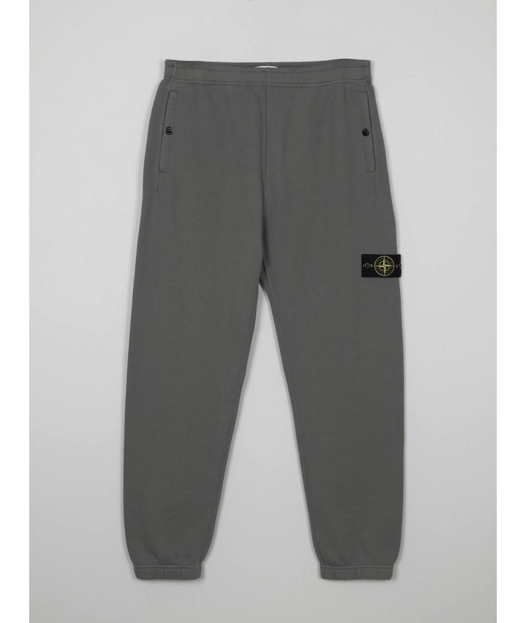 STONE ISLAND Серые хлопковые повседневные брюки, фото 9