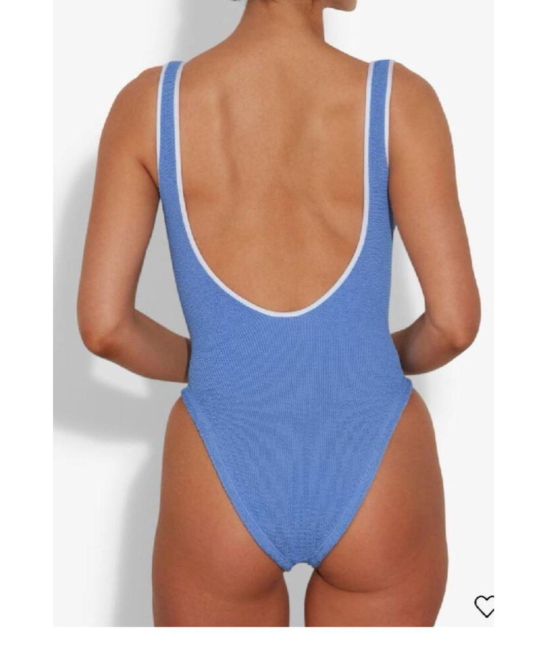 HUNZA G Голубой полиамидовый купальник, фото 5