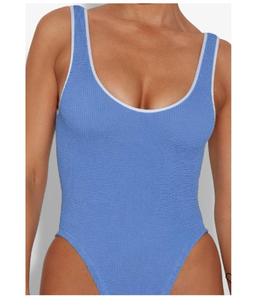 HUNZA G Голубой полиамидовый купальник, фото 6