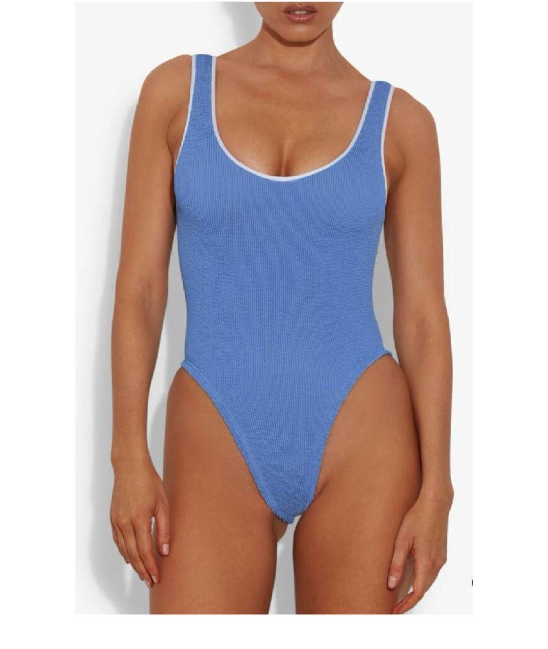 HUNZA G Голубой полиамидовый купальник, фото 7