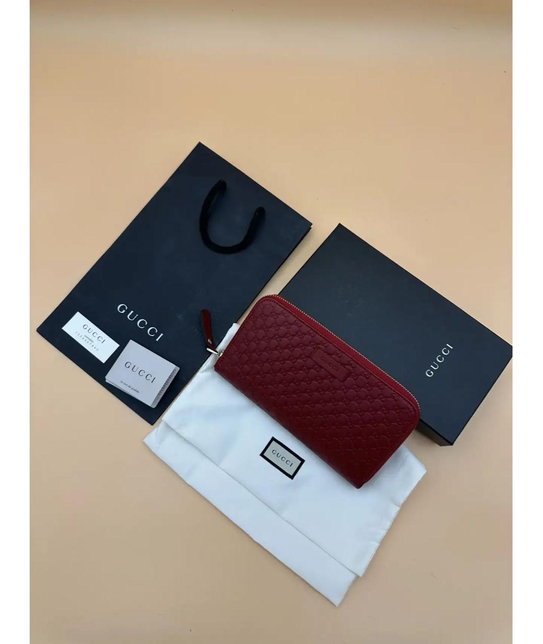 GUCCI Бордовый кожаный кошелек, фото 6