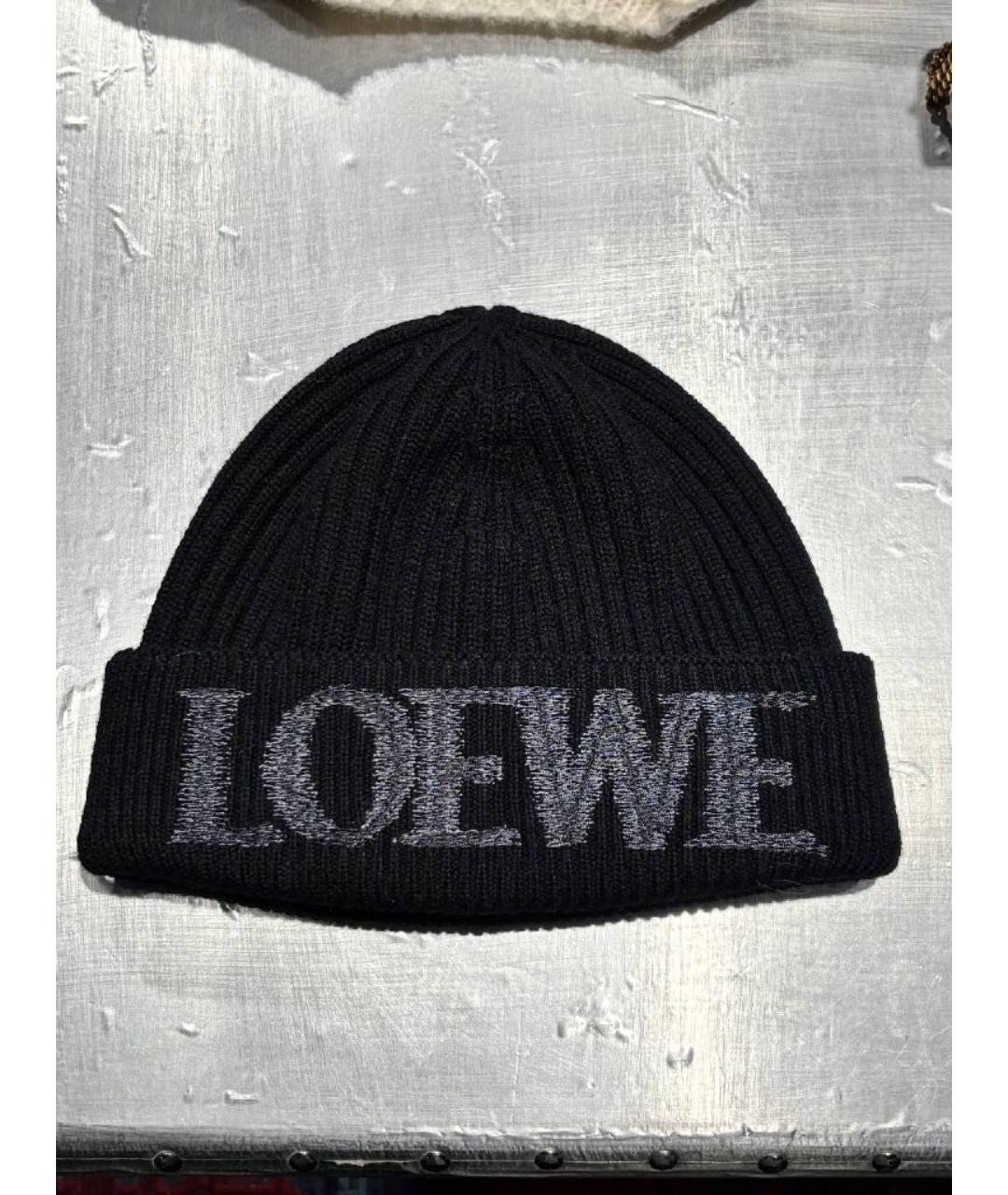 LOEWE Черная шерстяная шапка, фото 4