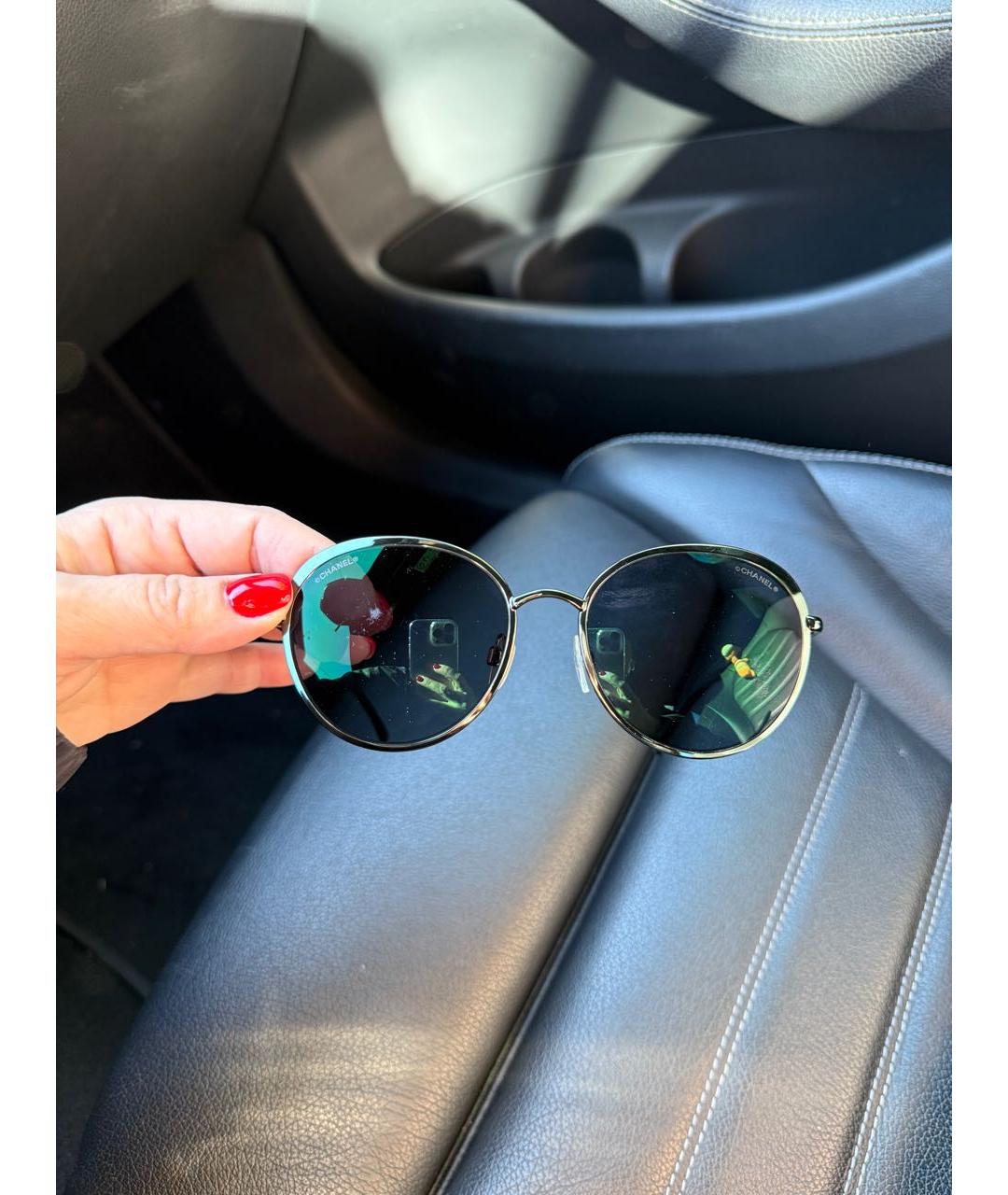CHANEL Зеленые металлические солнцезащитные очки, фото 6