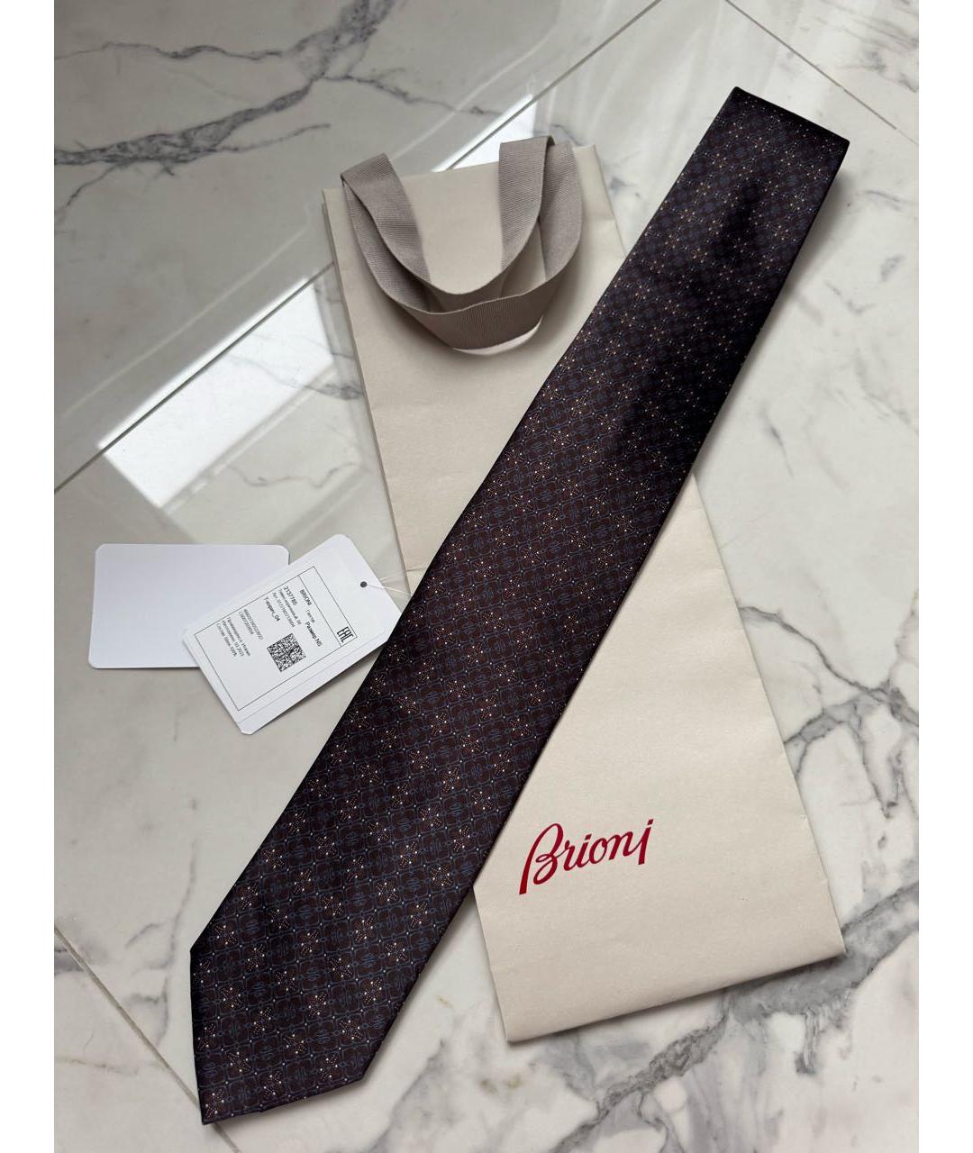 BRIONI Коричневый шелковый галстук, фото 2