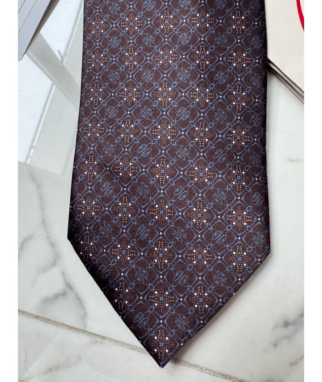 BRIONI Коричневый шелковый галстук, фото 4