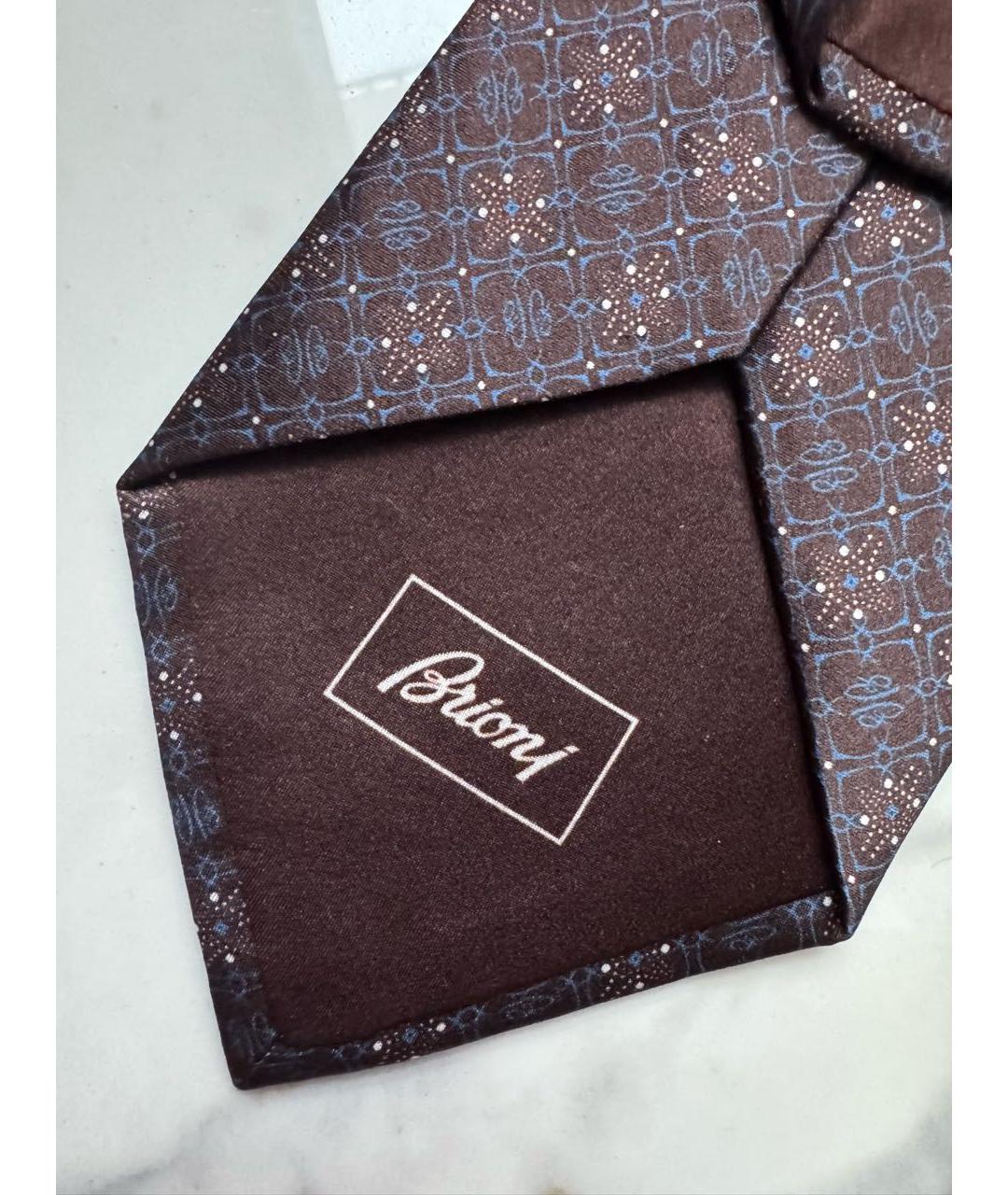 BRIONI Коричневый шелковый галстук, фото 7