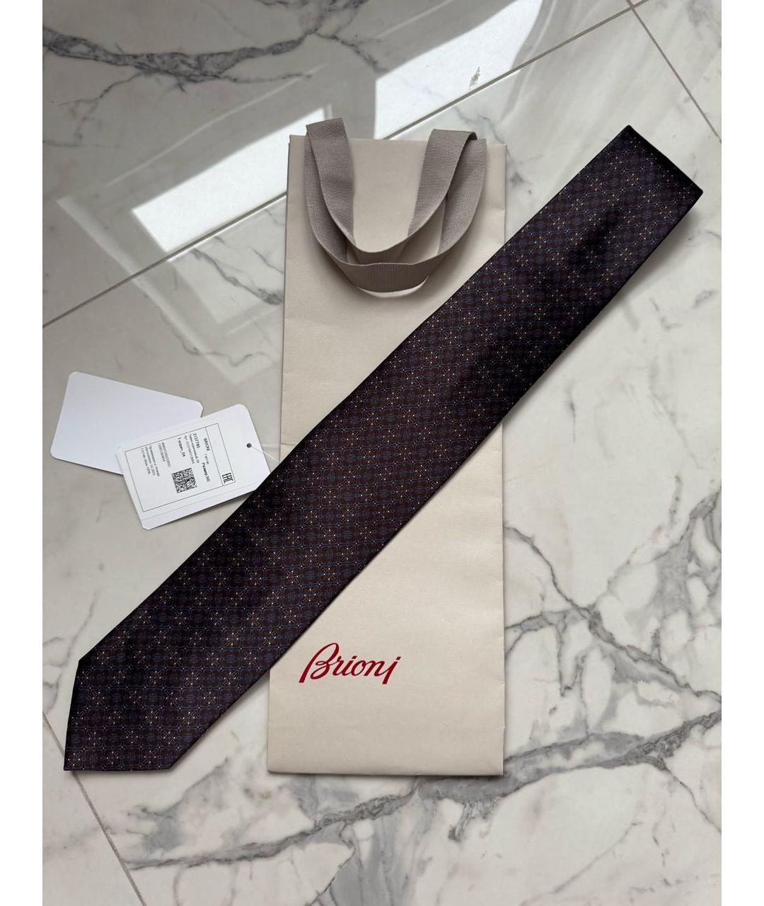 BRIONI Коричневый шелковый галстук, фото 5