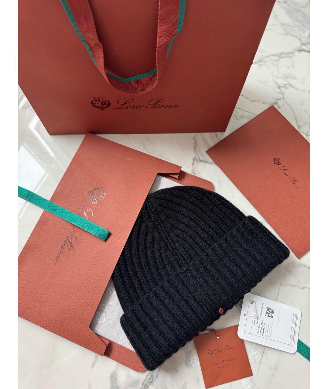 LORO PIANA Черная кашемировая шапка, фото 2