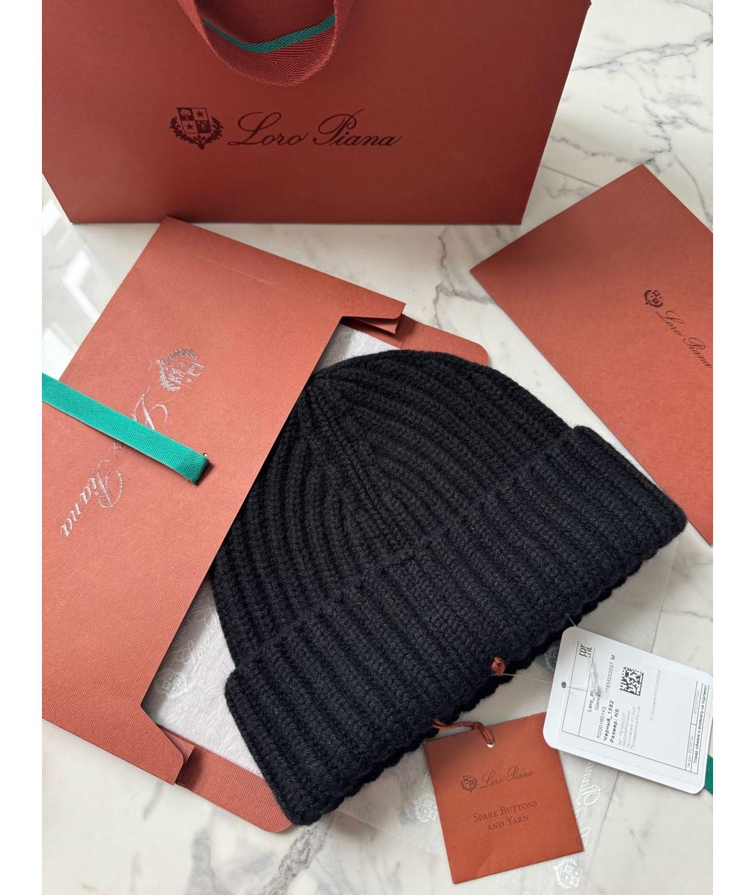 LORO PIANA Черная кашемировая шапка, фото 4