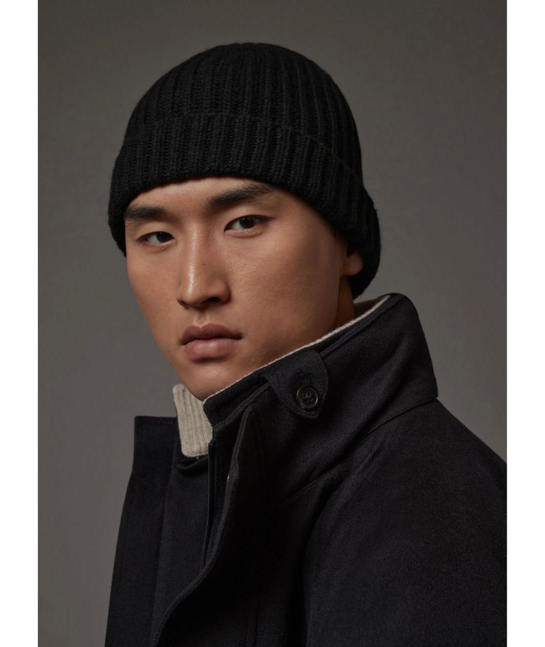 LORO PIANA Черная кашемировая шапка, фото 5