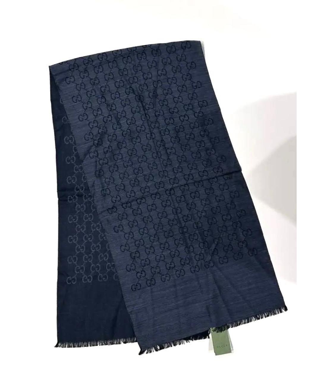 GUCCI Черный шелковый шарф, фото 8