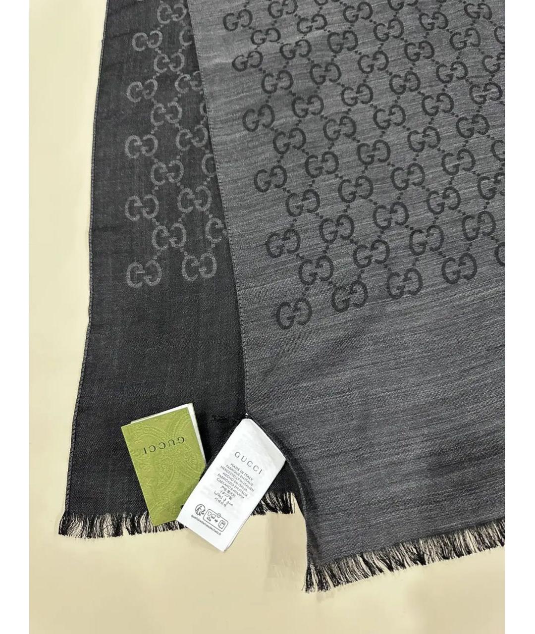 GUCCI Черный шелковый шарф, фото 3