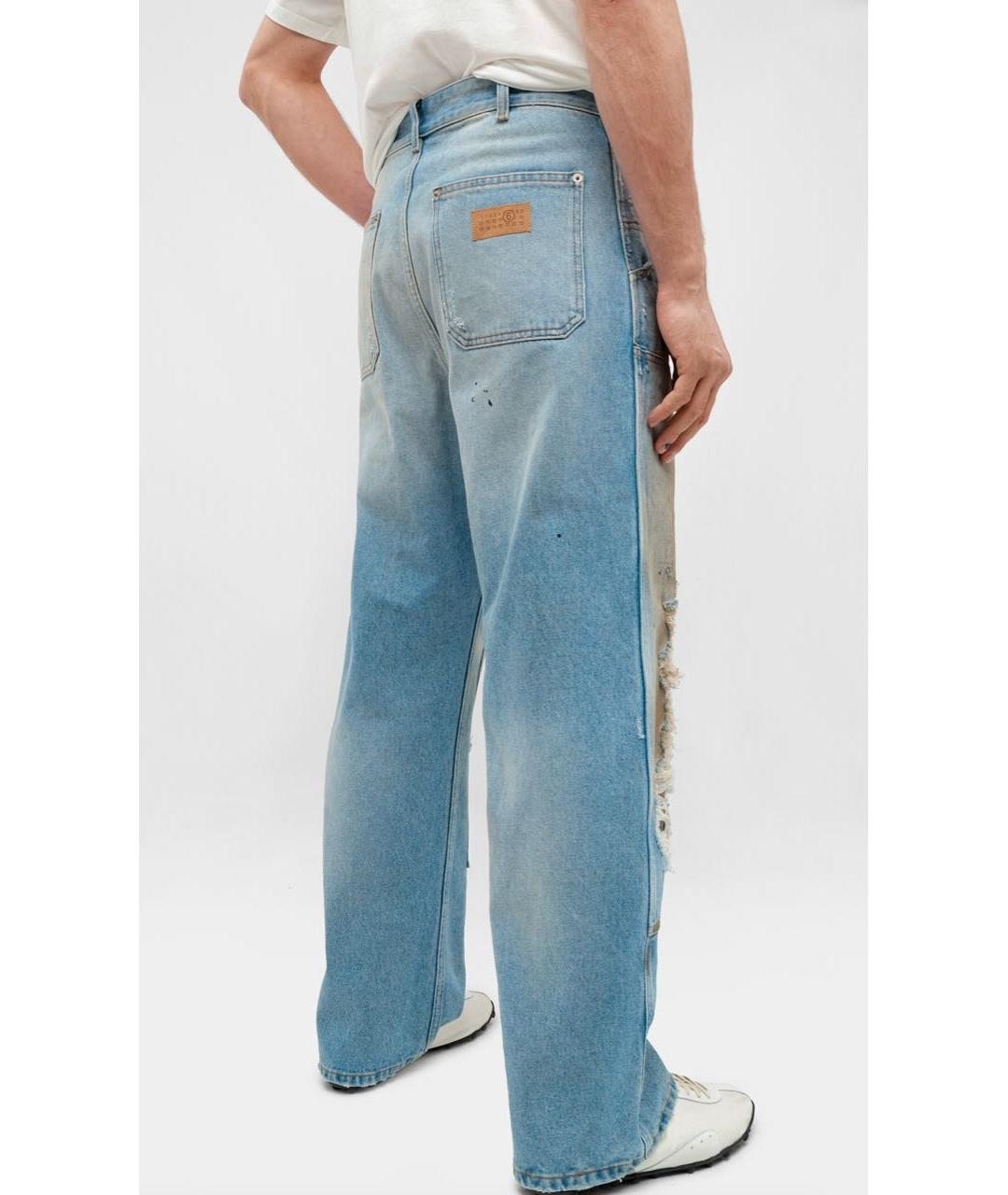 MM6 MAISON MARGIELA Голубые хлопковые прямые джинсы, фото 3