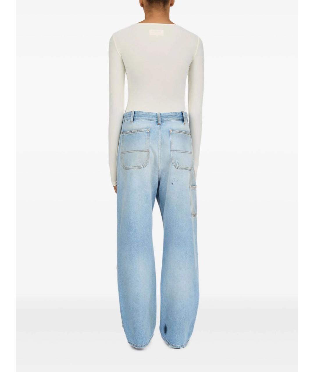 MM6 MAISON MARGIELA Голубые хлопковые прямые джинсы, фото 7