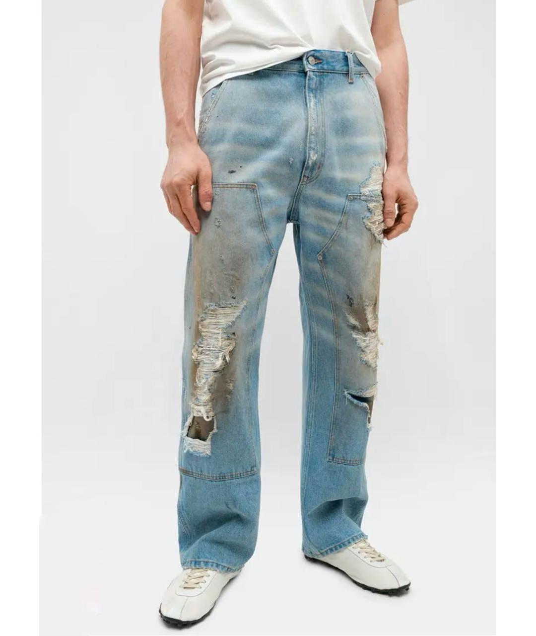 MM6 MAISON MARGIELA Голубые хлопковые прямые джинсы, фото 2