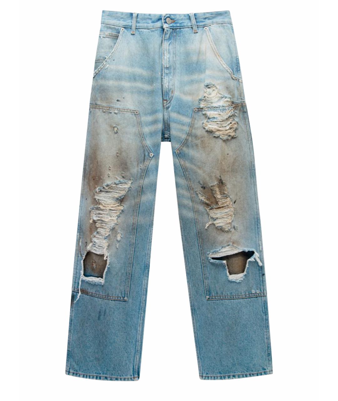 MM6 MAISON MARGIELA Голубые хлопковые прямые джинсы, фото 1