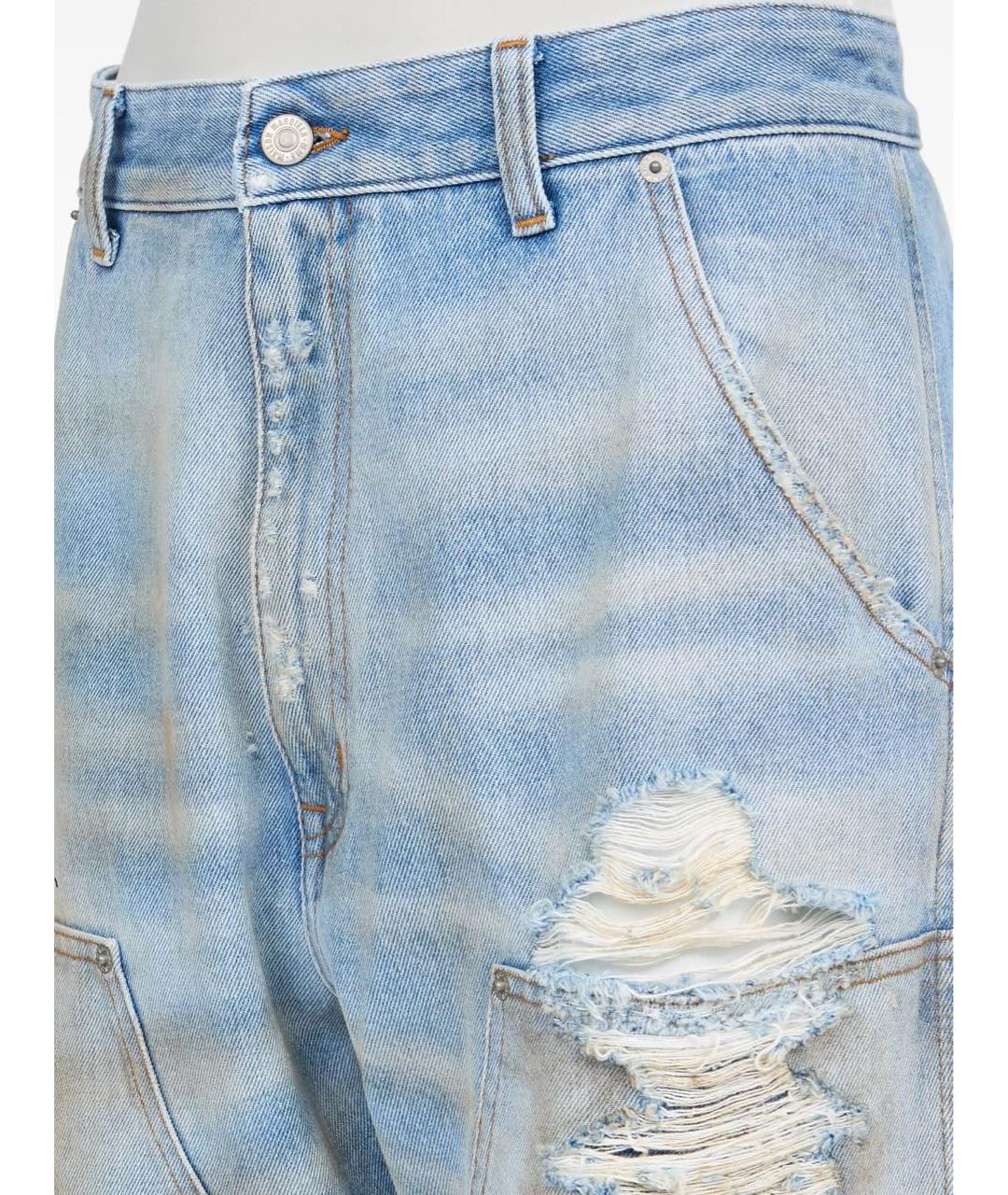 MM6 MAISON MARGIELA Голубые хлопковые прямые джинсы, фото 8