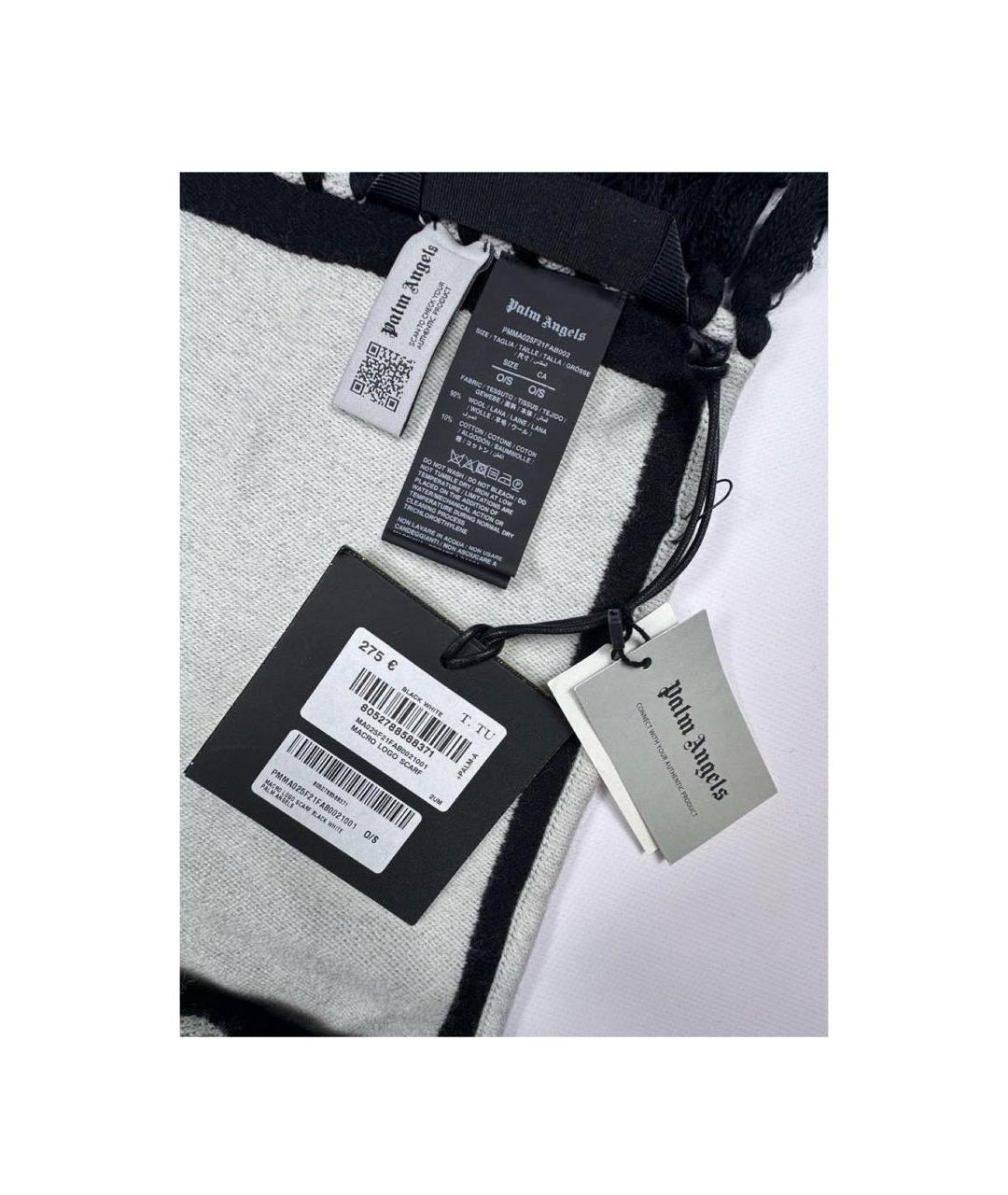 PALM ANGELS Черный шерстяной шарф, фото 4