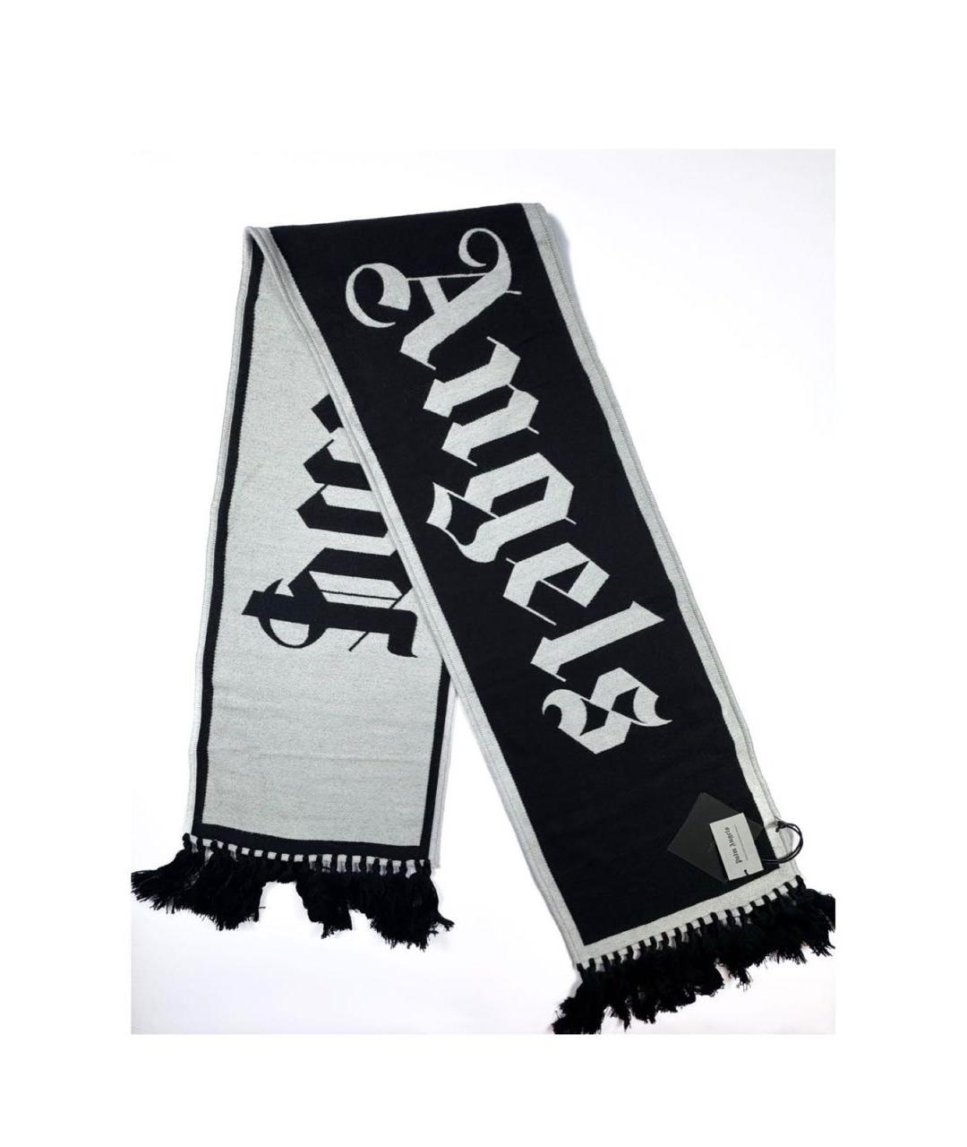 PALM ANGELS Черный шерстяной шарф, фото 3