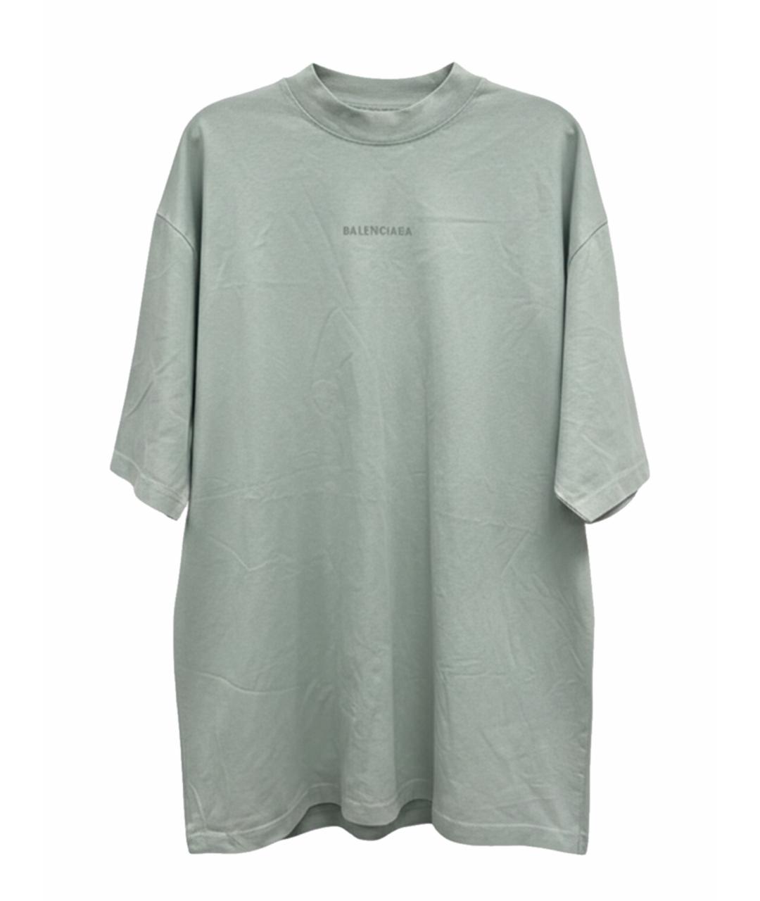 BALENCIAGA Салатовая хлопковая футболка, фото 1
