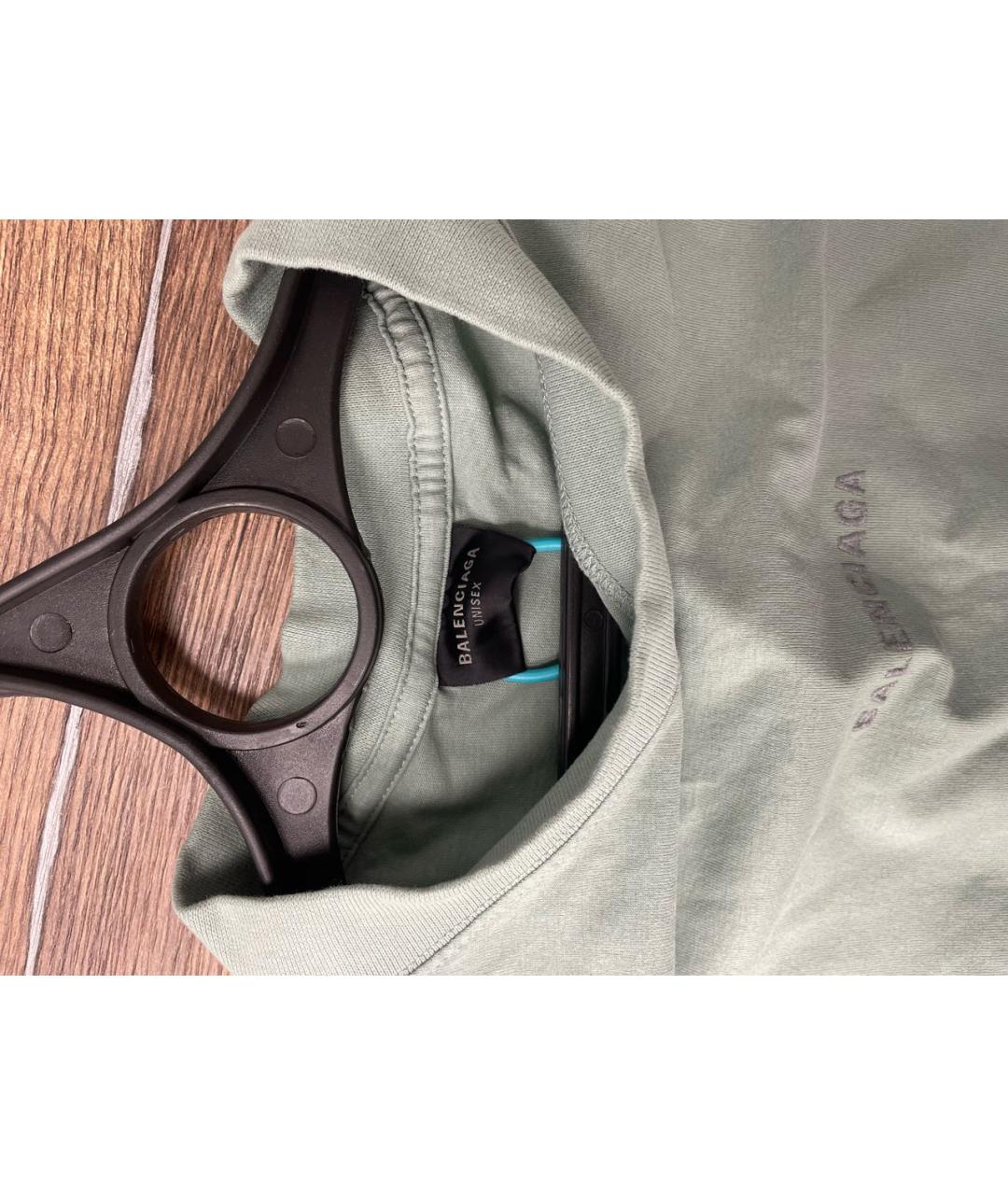 BALENCIAGA Салатовая хлопковая футболка, фото 3