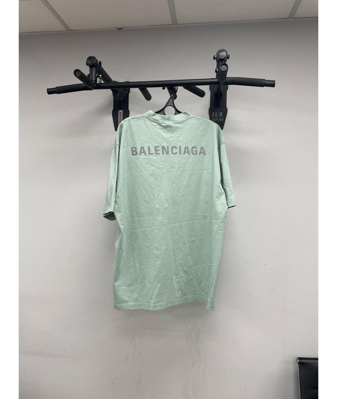 BALENCIAGA Салатовая хлопковая футболка, фото 2