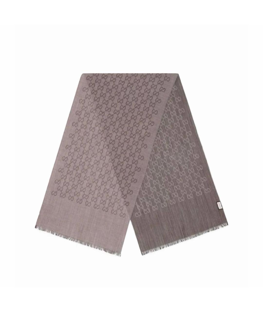 GUCCI Коричневый шерстяной шарф, фото 1