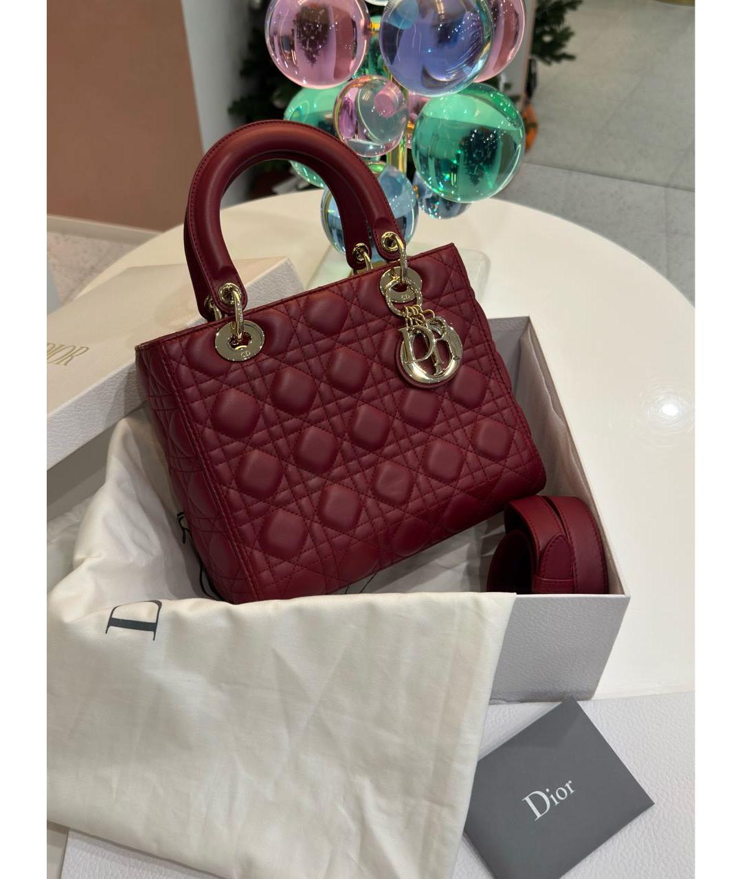 CHRISTIAN DIOR Красная кожаная сумка через плечо, фото 7