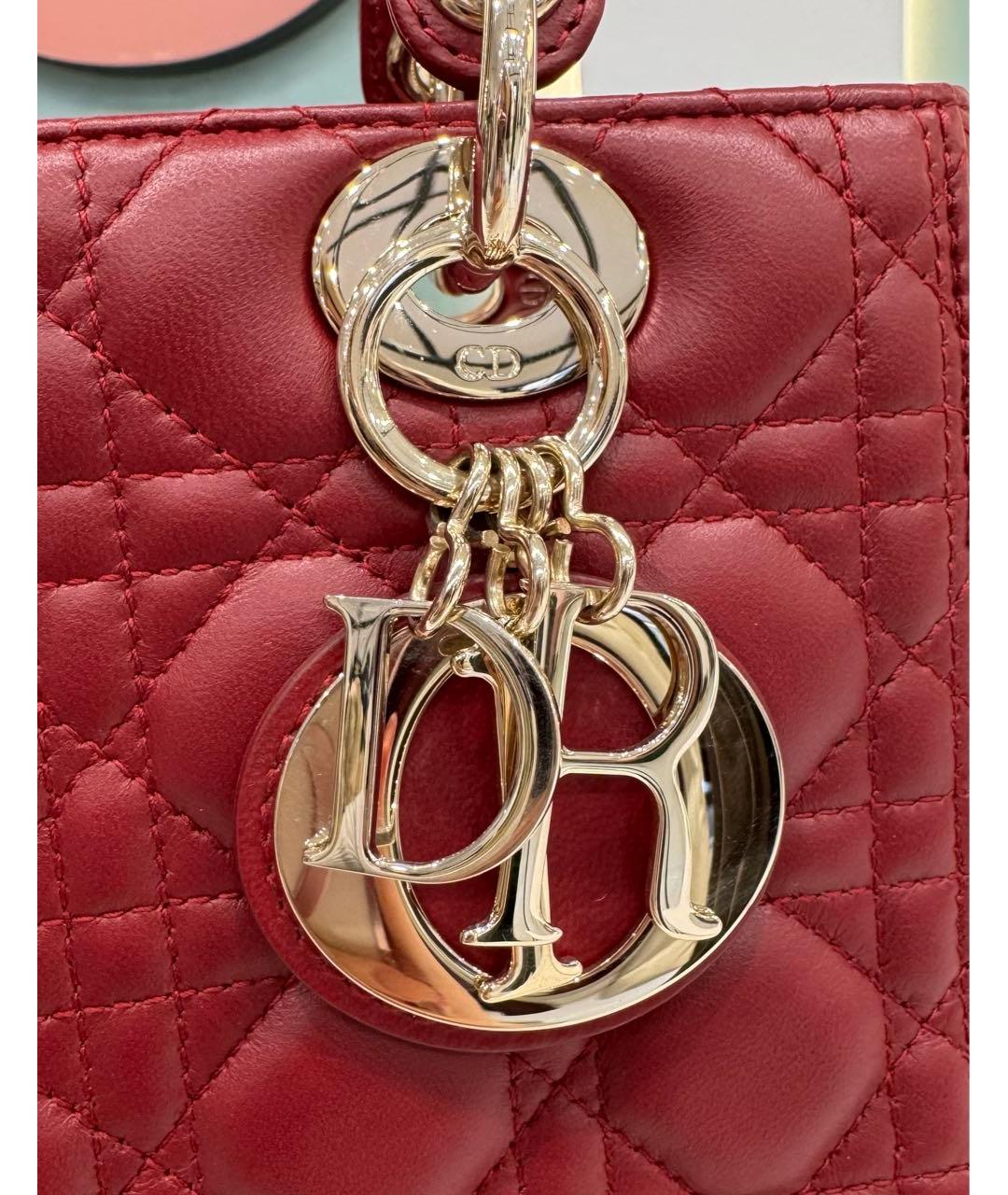 CHRISTIAN DIOR Красная кожаная сумка через плечо, фото 4