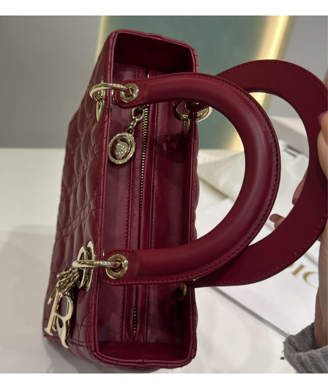 CHRISTIAN DIOR Красная кожаная сумка через плечо, фото 5