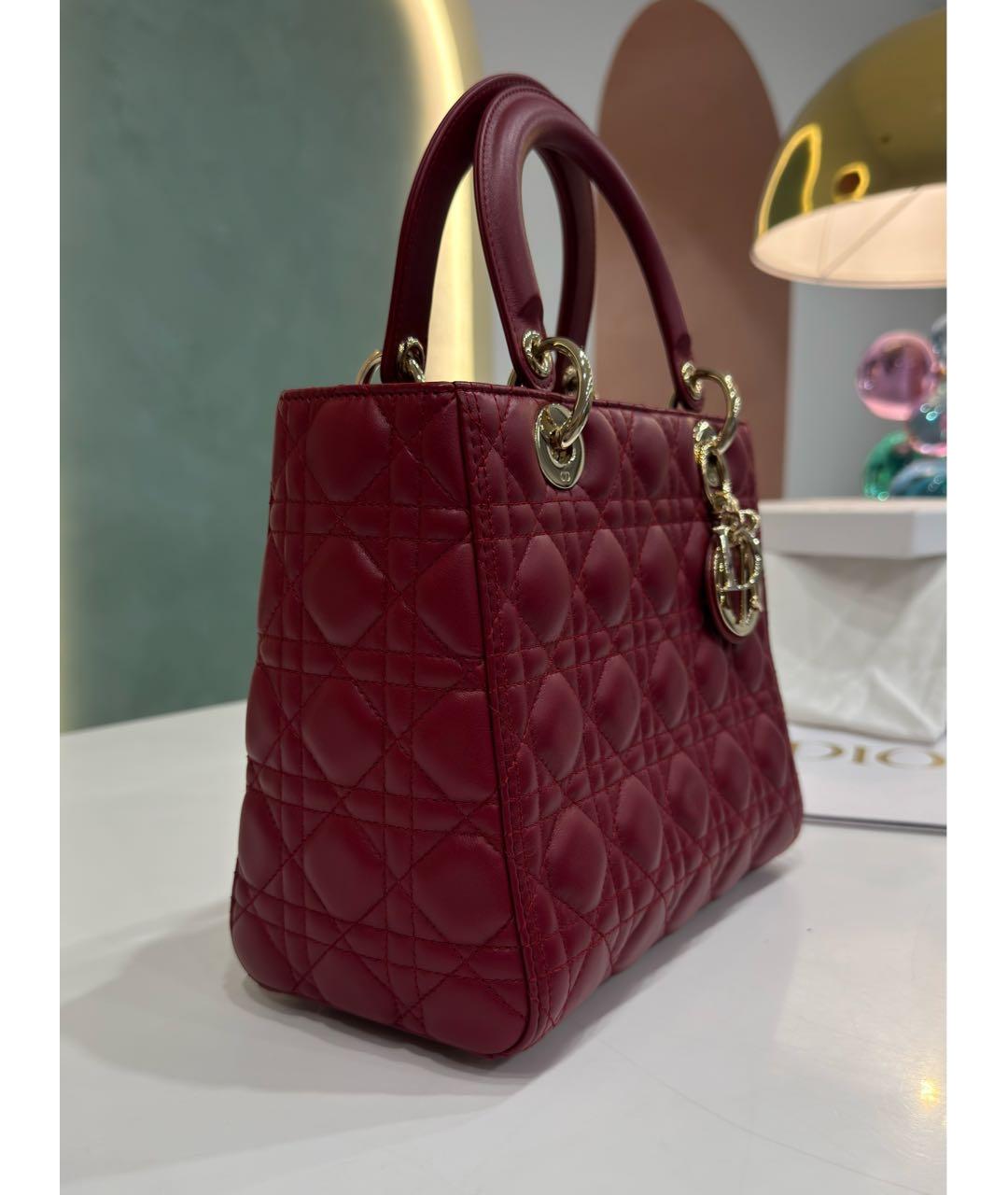 CHRISTIAN DIOR Красная кожаная сумка через плечо, фото 2