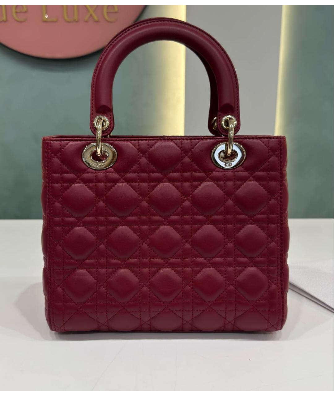 CHRISTIAN DIOR Красная кожаная сумка через плечо, фото 3