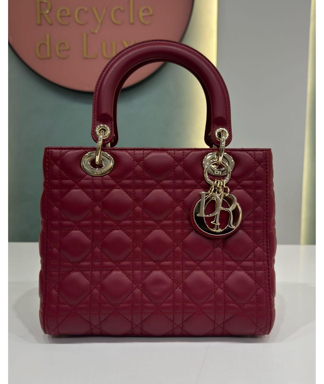 CHRISTIAN DIOR Красная кожаная сумка через плечо, фото 8