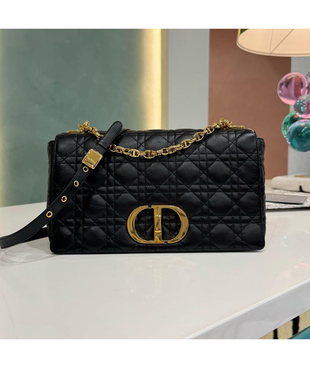 CHRISTIAN DIOR Черная кожаная сумка через плечо, фото 9