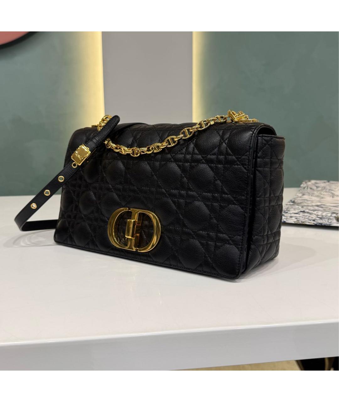 CHRISTIAN DIOR Черная кожаная сумка через плечо, фото 2