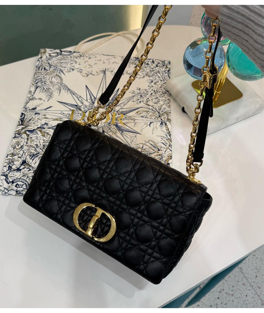 CHRISTIAN DIOR Черная кожаная сумка через плечо, фото 7