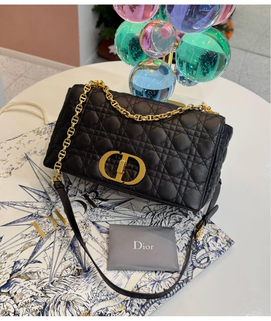 CHRISTIAN DIOR Черная кожаная сумка через плечо, фото 8