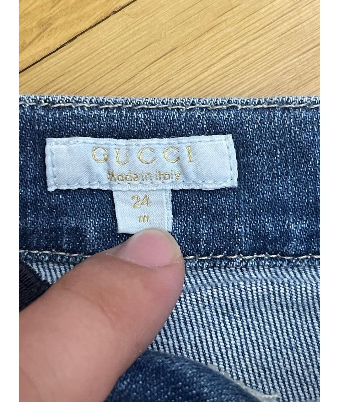 GUCCI Синие хлопковые джинсы, фото 4