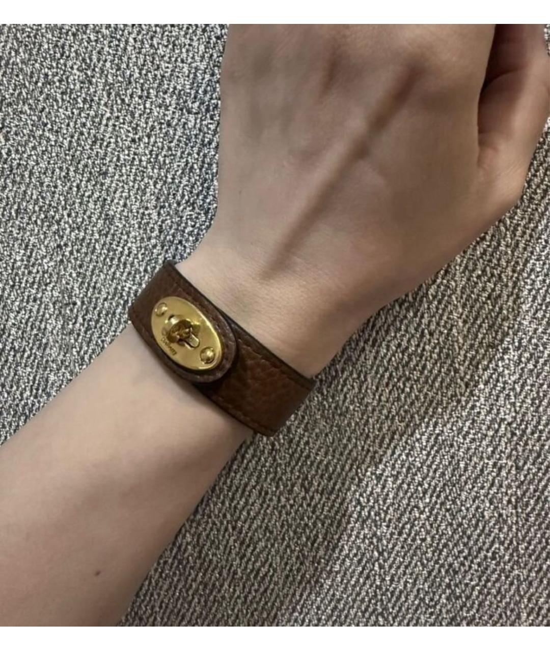 MULBERRY Коричневый кожаный браслет, фото 4