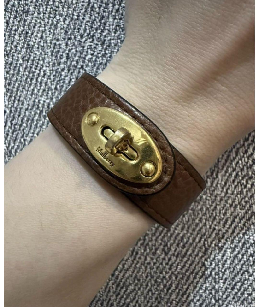 MULBERRY Коричневый кожаный браслет, фото 2