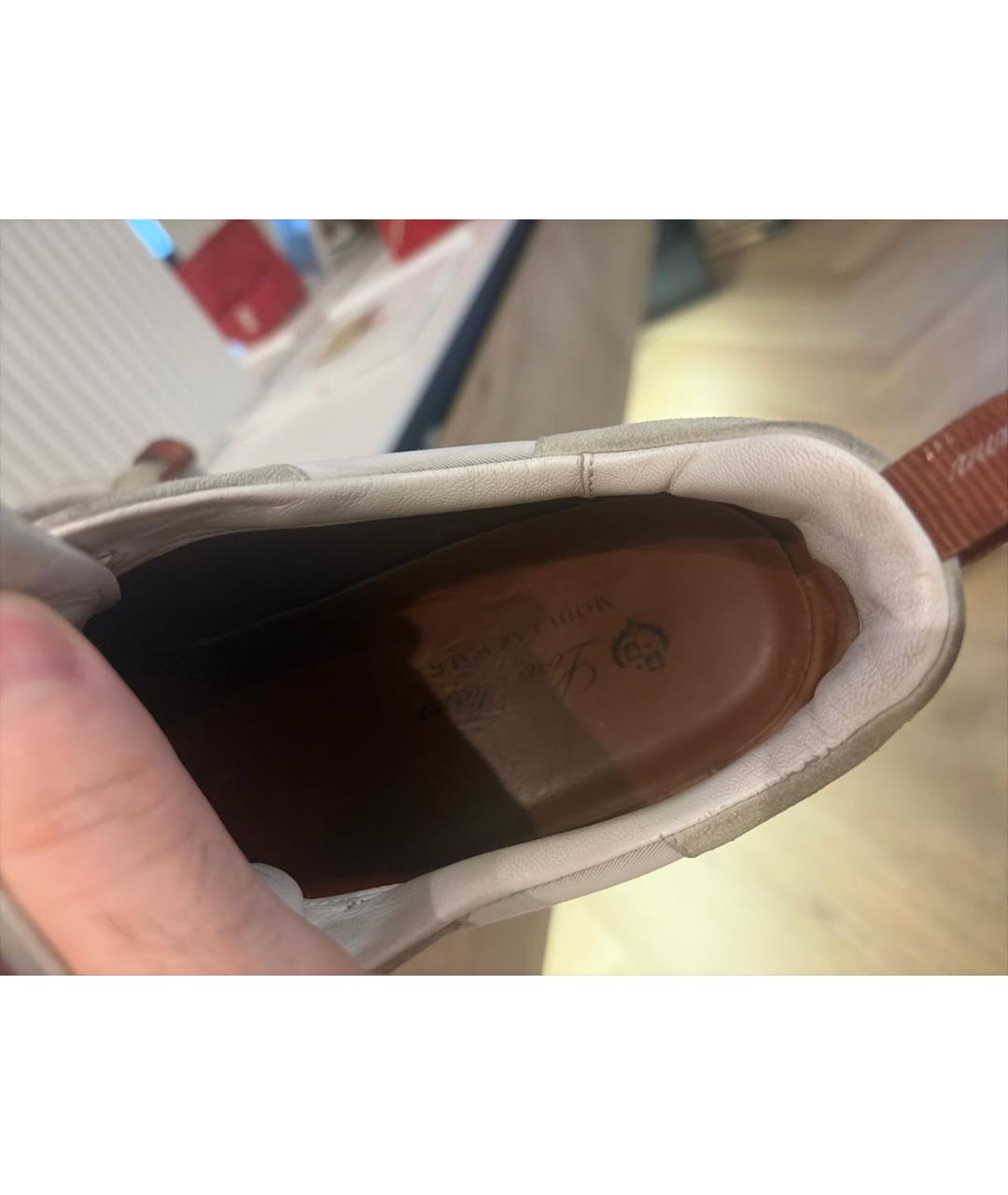 LORO PIANA Белые текстильные низкие кроссовки / кеды, фото 6