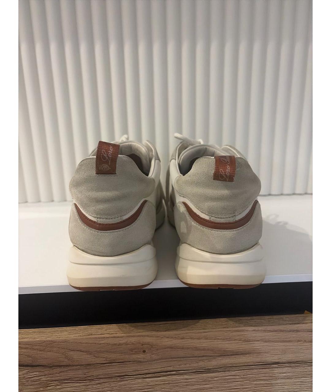 LORO PIANA Белые текстильные низкие кроссовки / кеды, фото 4