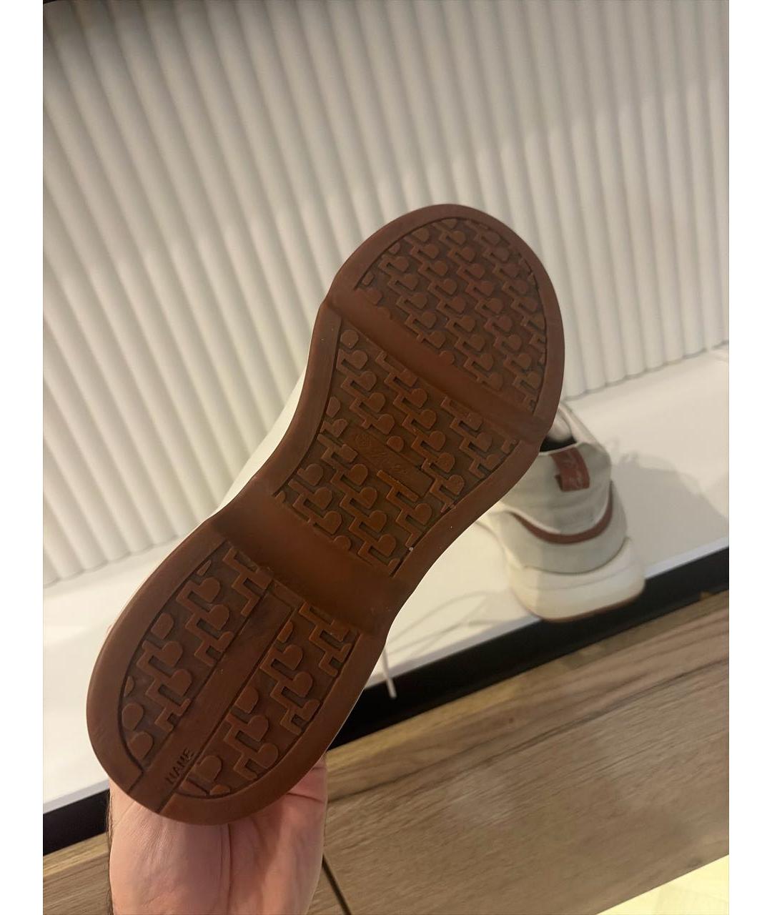 LORO PIANA Белые текстильные низкие кроссовки / кеды, фото 5