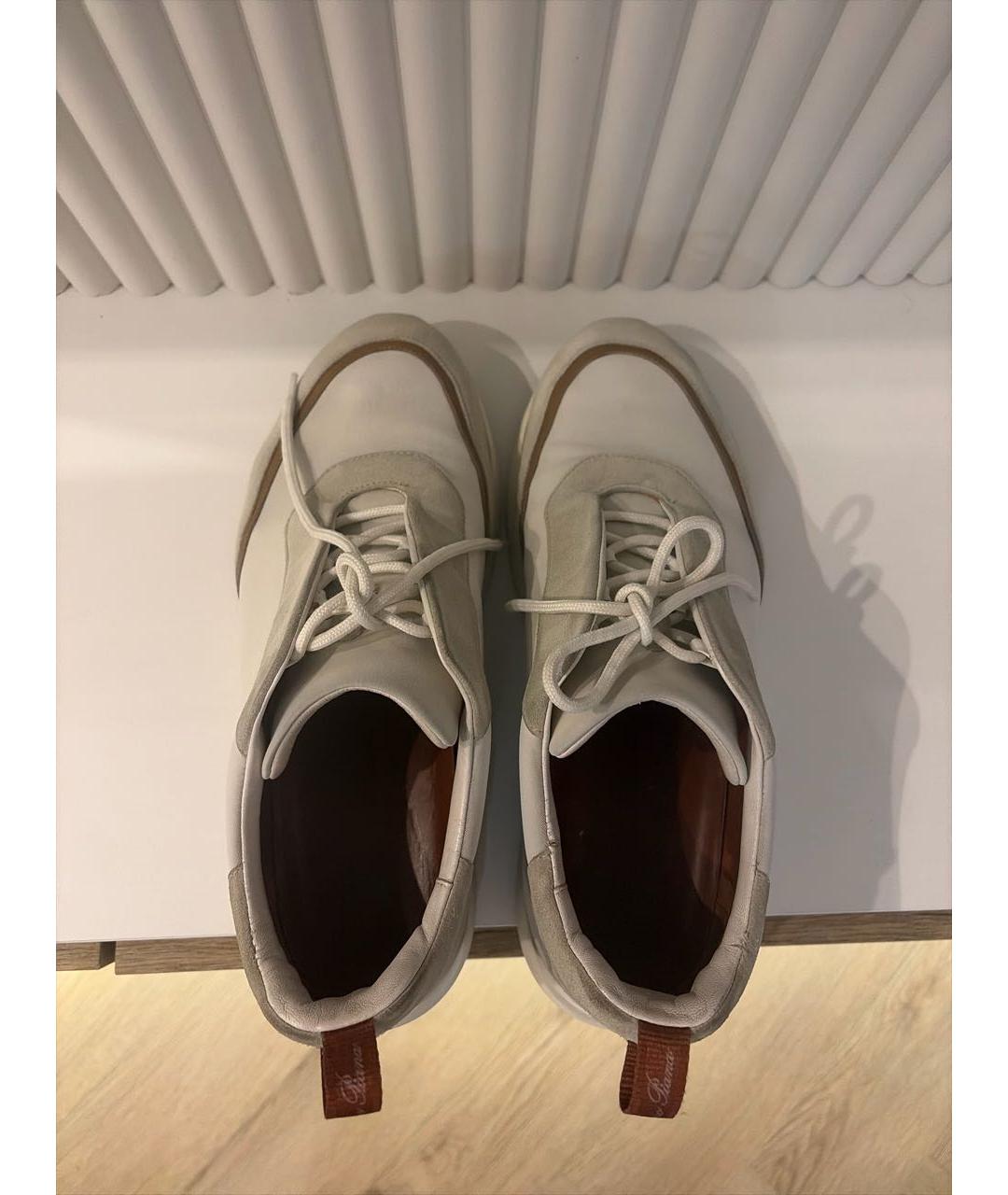 LORO PIANA Белые текстильные низкие кроссовки / кеды, фото 3